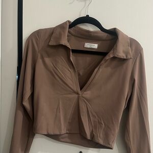 Babaton Brown Long Sleeve Blouse